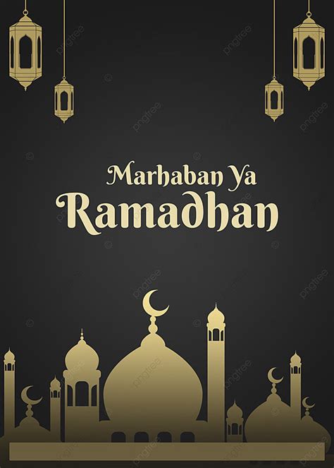 Marhaban Ya Ramadhan Background Black And Gold Wallpaper Image For Free