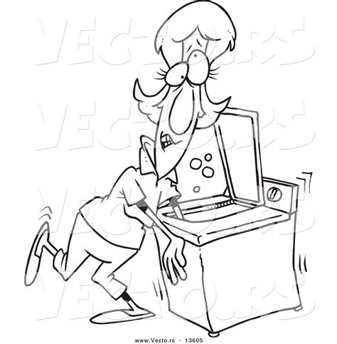 Washing machine printable coloring page, free to download and print. Vector of a Cartoon Woman with Her Arm Stuck in a Washing ...