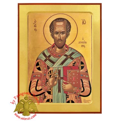 Saint John Chrysostom Byzantine Wooden Icon Saints Male Orthodox
