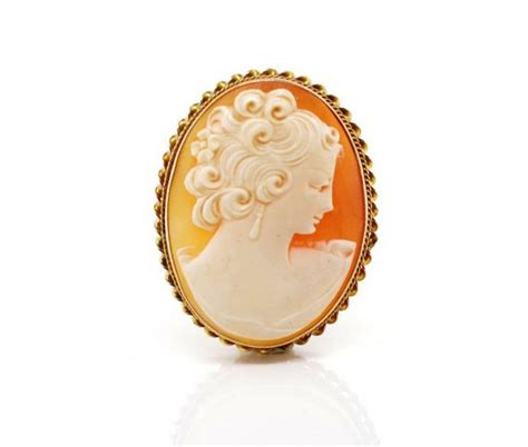 Hxp 9ct Carved Cameo Brooch In Yellow Gold Brooches Jewellery