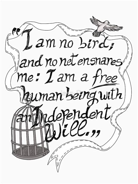 ~charlotte bronte ♥ hand drawn and stenciled using a homemade silk screen. 'I am no bird // Jane Eyre' T-Shirt by Jess-P in 2020 | Jane eyre, Lettering, Eyre