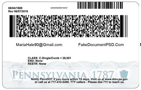 Pennsylvania Drivers License Template Psd Fake Pa 2023
