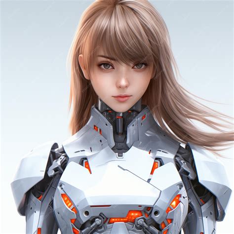 Premium Ai Image 3d Render Of Futuristic Cyber Robot Anime Girl In