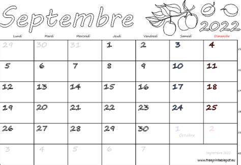 Calendrier Mensuel à Imprimer Septembre 2022 Gratuit Pdf Imprimable