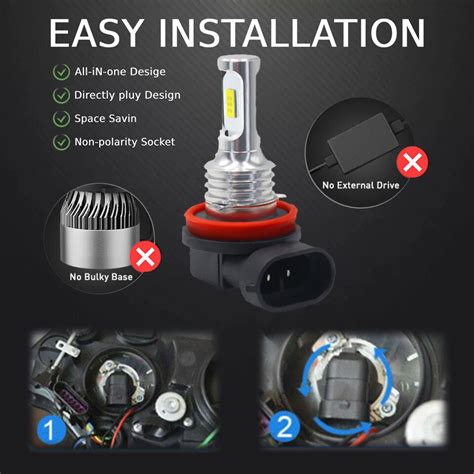 X Led Headlight Bulbs Lm Kit Super Bright White For Toyota Camry