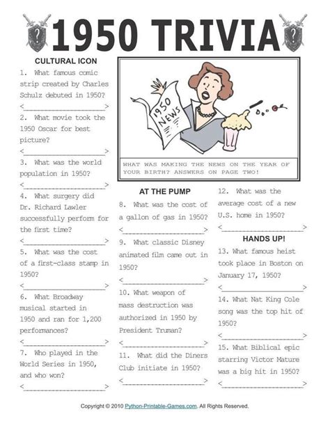 1950s Trivia Questions And Answers Printable Challenge Your Knowledge