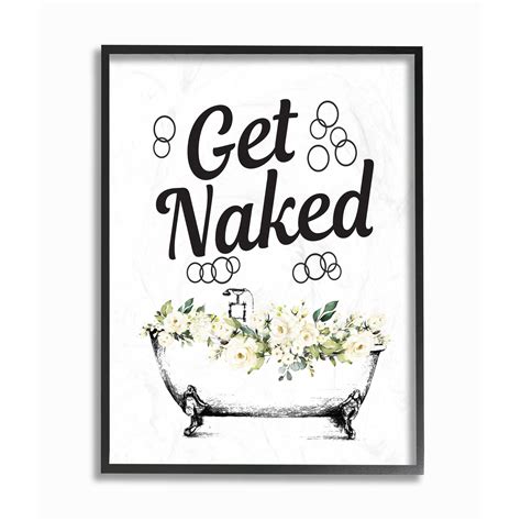 Stupell Industries Get Naked Bath Tub Bathroom Word Design Framed Wall