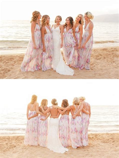 Casual Floral Print Maxi Bridesmaid Dresses Perfect For A Beach Wedding Wedding Inspiration