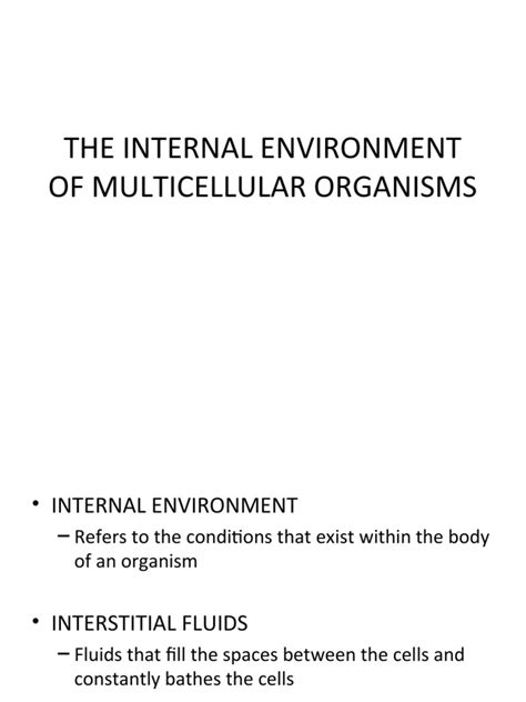 The Internal Environment Of Multicellular Organisms Akma Pdf