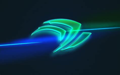 Nvidia Logosu Hafif Sanat Nvidia Amblemi Mavi ışıklı Arka Plan