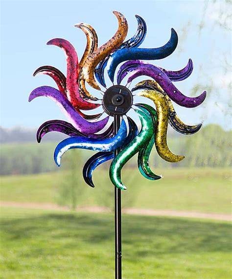 Plow And Hearth Solar Color Waves Wind Led Spinner Stake Wind Spinners