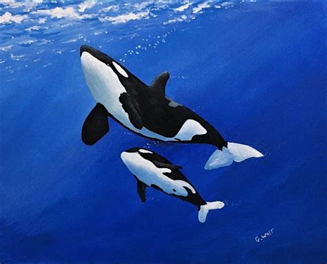 Acrylic Original Painting Etsy Orca Art Dolphin Art Whale Art