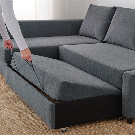 Friheten Corner Sofa Bed With Storage Hyllie Dark Grey Ikea