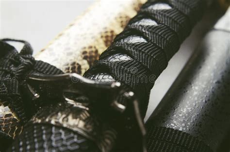 Traditional Samurai Sword Cold Steel Closeup Stock Image Image Of