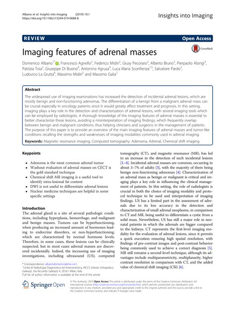 Pdf Imaging Features Of Adrenal Masses
