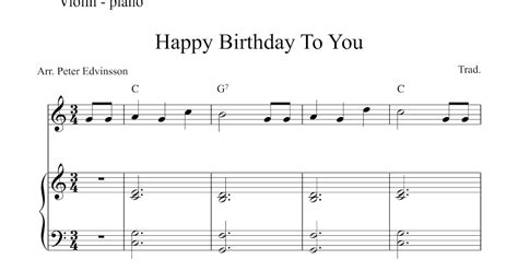 Easy Sheet Music For Beginners Free Violin And Piano Sheet Music Happy Birthday To You