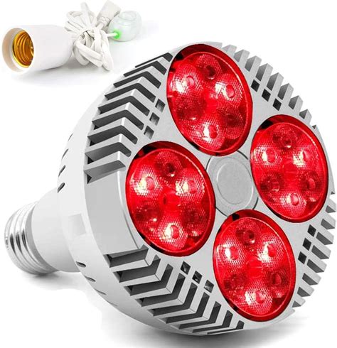 Red Light Therapy Lamp With Socketpdgrow 48w 24 Led Deep