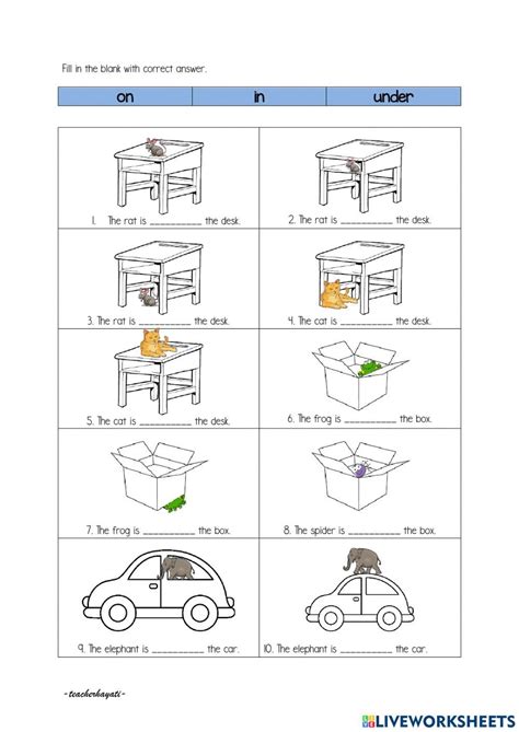 Prepositions Of Place Online Worksheet For You Can Do The Exercises