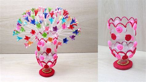 Plastic Bottle Flower Vase Craft Woolen Craft Water Bottle Recycle