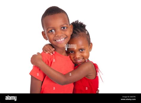 African American Brother And Sister Together Isolated Stock Photo Alamy