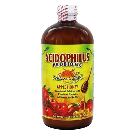 Natures Life Acidophilus Liquid Probiotic Apple Honey 16 Fl Oz