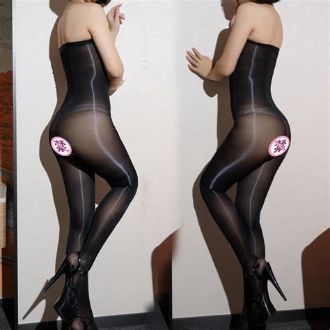 Women 8d Oil Shiny Glossy Pantyhose Body Stockings Tights Crotchless Bodysuit Womens Clothing