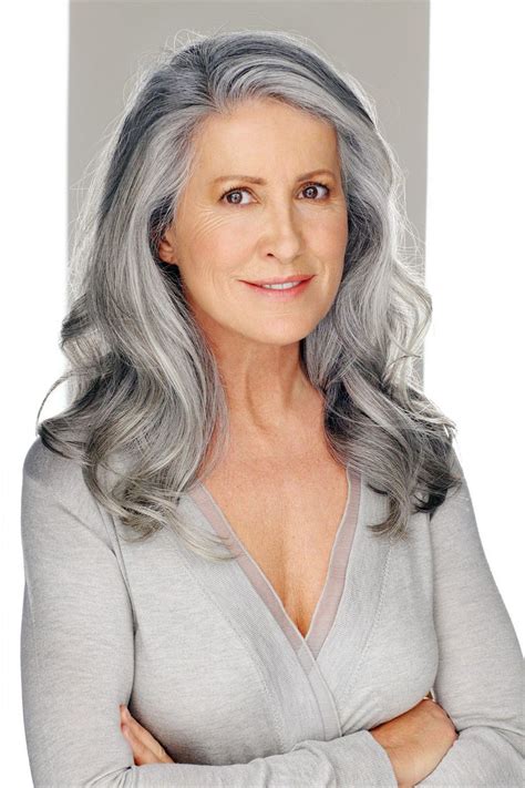 Model Karina G Silver Foxes In 2019 Long Gray Hair Grey Hair
