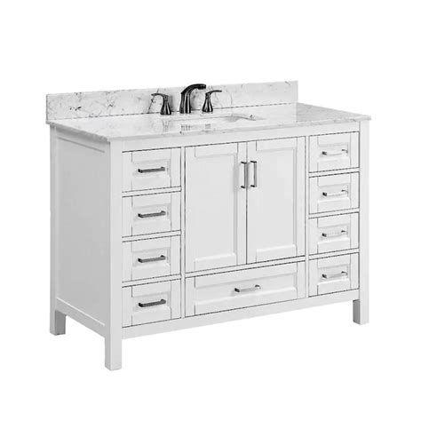 Durham 48 In White Oak Single Sink Bathroom Vanity With Carrara Natural