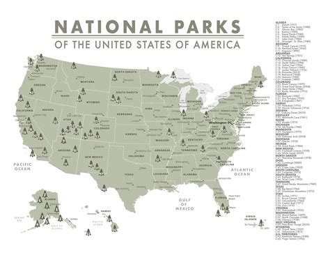 Detailed 63 National Parks Map Of The United States Parks Etsy