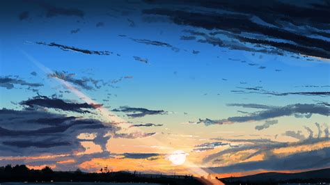 Download 3840x2160 Wallpaper Sunset Sky Anime Clouds