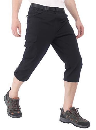 Mier Mens Quick Dry 34 Cargo Capri Pants Stretch Outdoor Hiking Shorts Below Knee Water