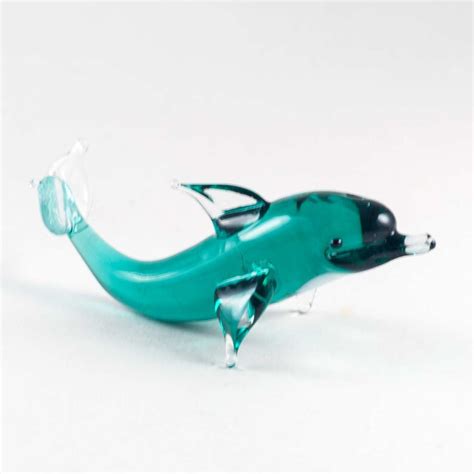 Glass Dolphin Figurine Blown Glass Dolphin Miniature Glass Etsy