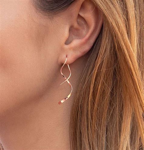 Spiral Threader Earrings 14k Rose Gold Plated 925 Sterling Silver Drop Dangle