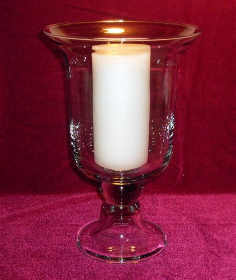 Hurricane Pillar Candle Vase Glass Crystal Clear 12 Inch Oos