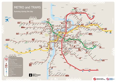 Metro y tranvía detallada gran mapa de la ciudad de Praga Praga