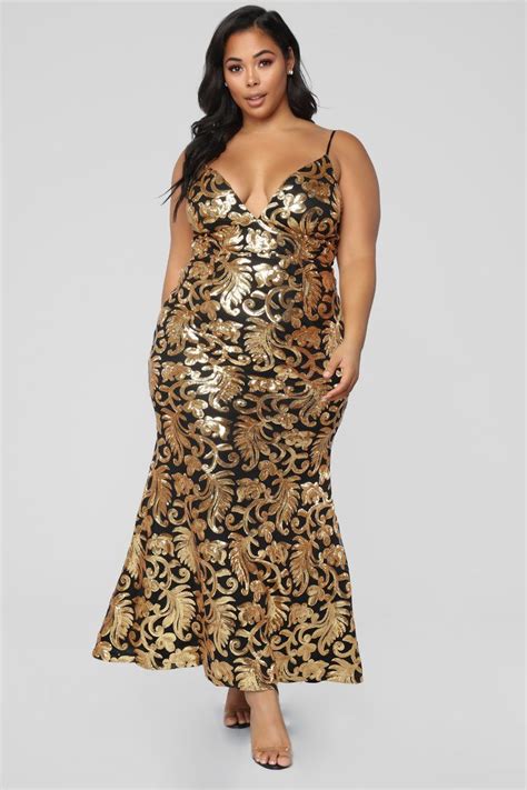 The Golden Age Sequin Gown Blackgold Sequin Gown Plus Size