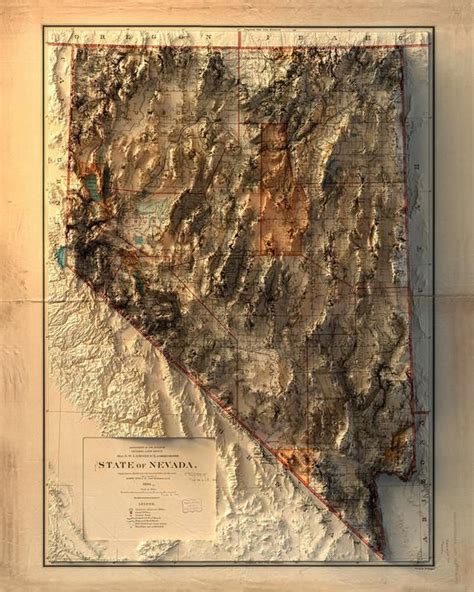 Nevada Etsy Relief Map Map Artwork Nevada