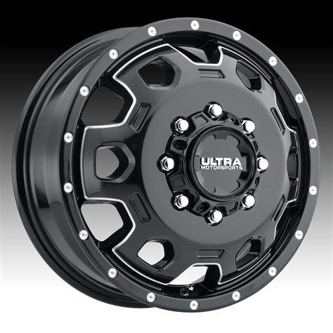 Ultra 017bm Warlock Dually Gloss Black Custom Wheels Rims 017bm