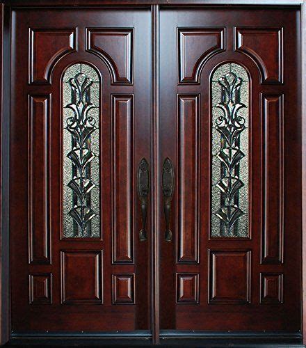 For the mediterranean look, try the arched double doors with iron grills, knotty alder wood doors, and the mahogany mediterranean series. Exterior Front Entry Double House Wood Door M280A 36" x 80 ...
