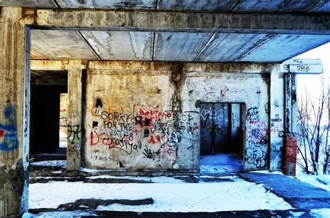 Vandalism Grunge Graffiti On Walls Of Ruined Abandoned Building Free Image Download