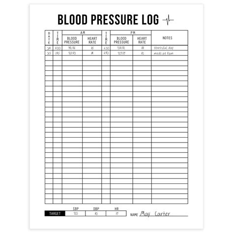 Daily Blood Pressure Chart Printable Blood Pressure Tracker Etsy Uk