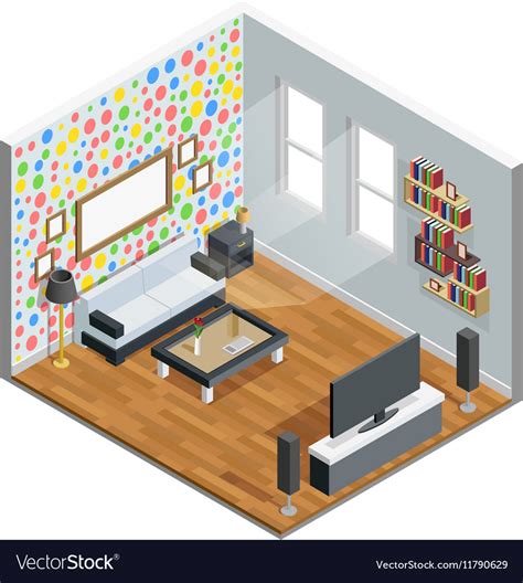Living Room Isometric Design Royalty Free Vector Image