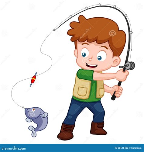 Cartoon Boy Fishing Stock Vector Illustration Of Bass 28615403