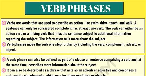 Verb Phrase Definition Functions And Useful Examples 7esl