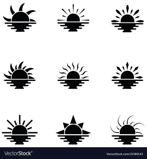 Sunset Icon Set Royalty Free Vector Image Vectorstock