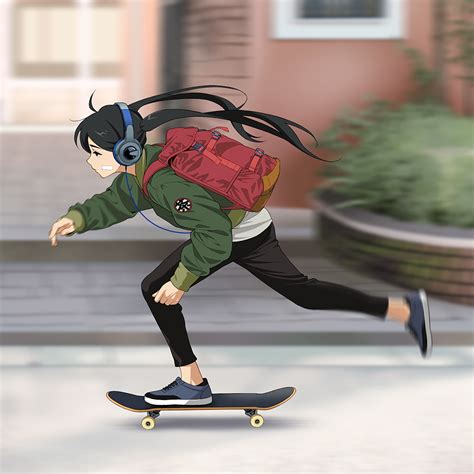 Skateboarding To School Original Ranimetomboys