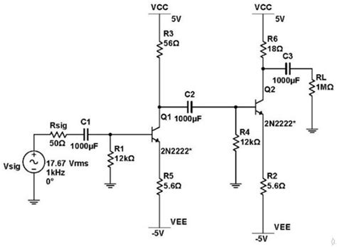 Implementation Of Two Stage Amplifier Using 2n2222 Bjt Bagusmyid
