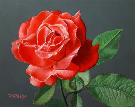 Single Red Rose Flower Art Rose Oil Painting Simple Oil Painting