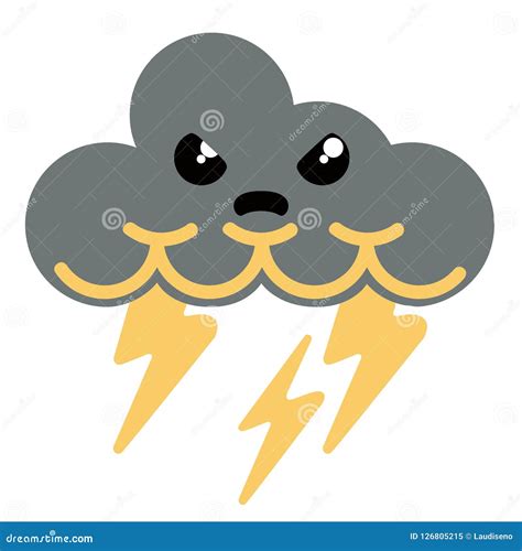 Cute Angry Thunderstorm Weather Icon Stock Vector Illustration Of