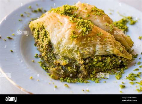 Turkish Dessert Sobiyet Baklava With Pistachio Fistikli Baklava
